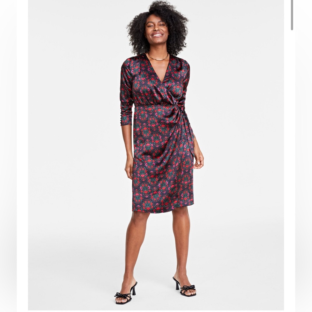 On 34th Women's Satin Wrap Dress
